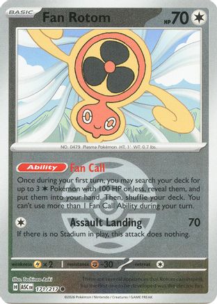 Fan Rotom (Dusk Ball) 171/217 - Reverse Holofoil ME Ascended Heroes