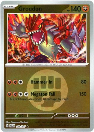 Groudon (Energy Symbol Pattern) 108/217  - Reverse Holofoil ME Ascended Heroes - Rare