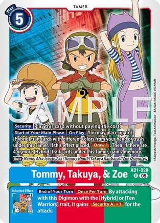Tommy, Takuya, & Zoe (AD1-020) - Advanced Booster Digimon Generation Foil