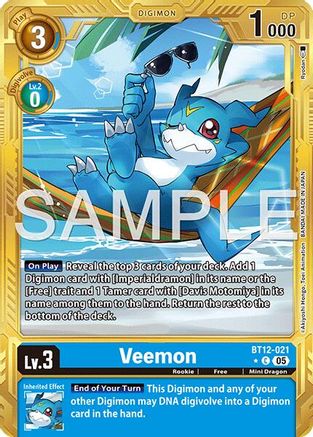 Veemon (Gold Border) (BT12-021) - Advanced Booster Digimon Generation Foil