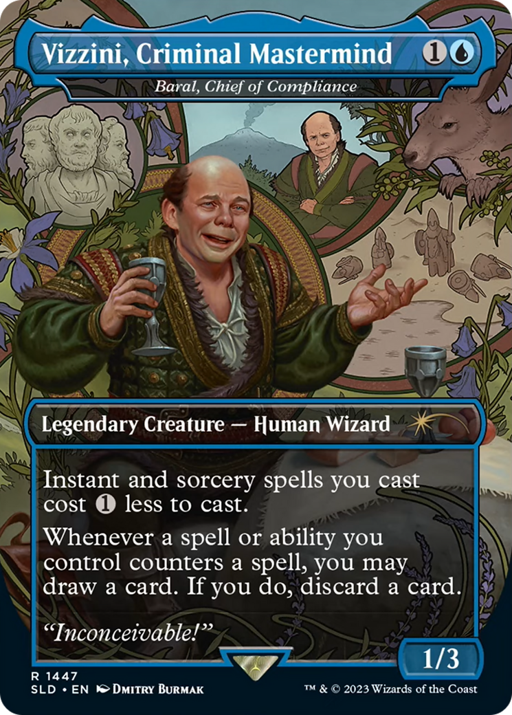 Vizzini, Criminal Mastermind - Baral, Chief of Compliance (SLD-1447)  Foil - Secret Lair Drop / Vizzini, Criminal Mastermind (Borderless)
