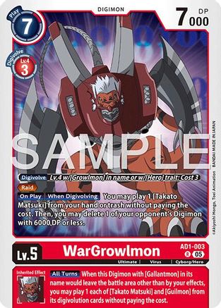 WarGrowlmon (AD1-003) - Advanced Booster Digimon Generation Foil