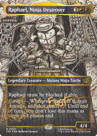 Raphael, Ninja Destroyer (Borderless) (Gold-Stamped Signature) (TMT-303)  Foil - Teenage Mutant Ninja Turtles
