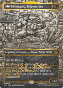 Michelangelo, Improviser (Borderless) (Gold-Stamped Signature) (TMT-304) - Teenage Mutant Ninja Turtles Foil
