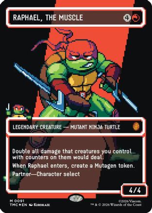 Raphael, the Muscle (0091) (Borderless) (Surge Foil) (TMC-091)  Foil - Commander: Teenage Mutant Ninja Turtles