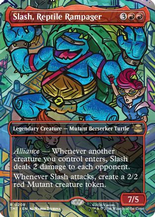 Slash, Reptile Rampager (Borderless) (TMT-208)  - Teenage Mutant Ninja Turtles