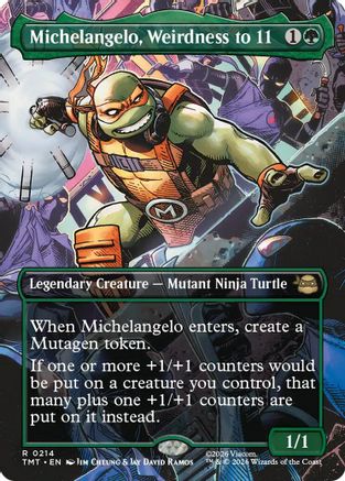 Michelangelo, Weirdness to 11 (Borderless) (TMT-214)  Foil - Teenage Mutant Ninja Turtles