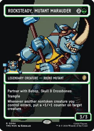 Rocksteady, Mutant Marauder (Borderless) (Surge Foil) (TMC-094)  Foil - Commander: Teenage Mutant Ninja Turtles