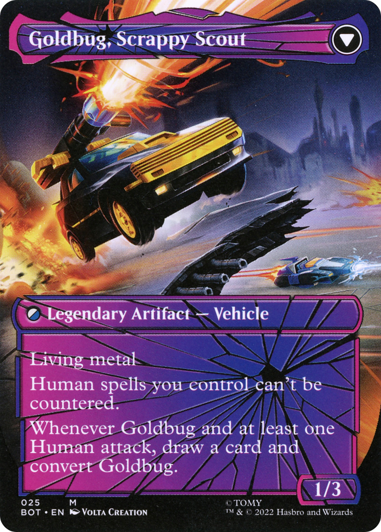 Goldbug, Humanity's Ally (Shattered Glass) (BOT-025) - Transformers: (shatteredglass, convertdfc) (Borderless) Foil