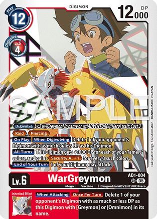 WarGreymon (AD1-004) - Advanced Booster Digimon Generation Foil WarGreymon (AD1-004) - Advanced Booster Digimon Generation Foil