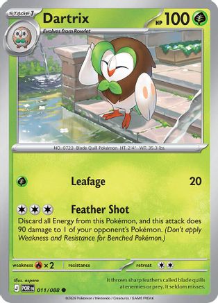 Dartrix 011/088 - Reverse Holofoil ME03 Perfect Order - Common