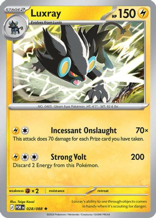 Luxray 028/088 - Holofoil ME03 Perfect Order - Rare