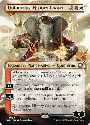 Quintorius, History Chaser (Borderless) (SOC-007)  - Commander: Secrets of Strixhaven