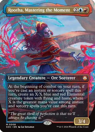 Rootha, Mastering the Moment (Borderless) (SOC-008)  Foil - Commander: Secrets of Strixhaven