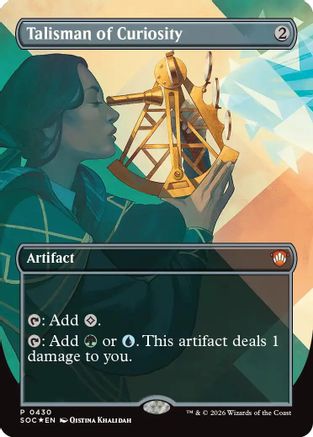 Talisman of Curiosity (Borderless) (SOC-430)  Foil - Commander: Secrets of Strixhaven
