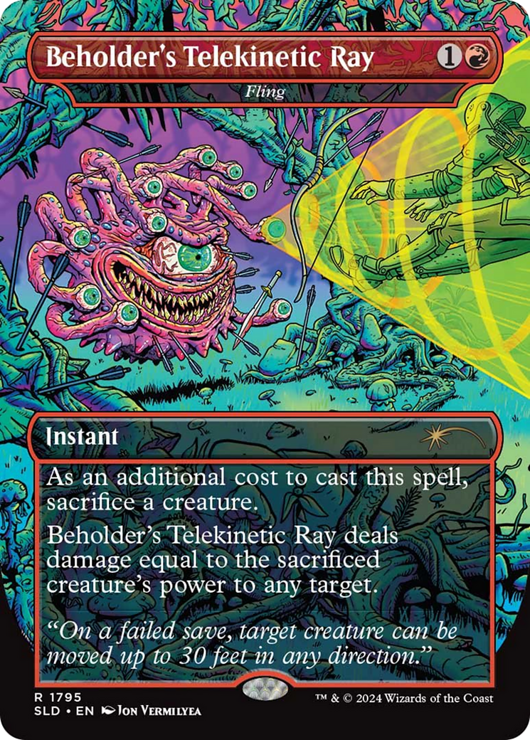 Beholder's Telekinetic Ray - Fling (SLD-1795)  - Secret Lair Drop / Beholder's Telekinetic Ray (Borderless)