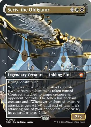 Scriv, the Obligator (Borderless) (SOC-009)  Foil - Commander: Secrets of Strixhaven