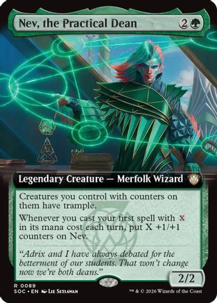 Nev, the Practical Dean (Extended Art) (SOC-089)  - Commander: Secrets of Strixhaven