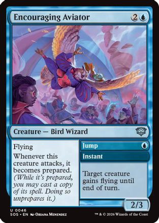 Encouraging Aviator (SOS-046)  Foil - Secrets of Strixhaven