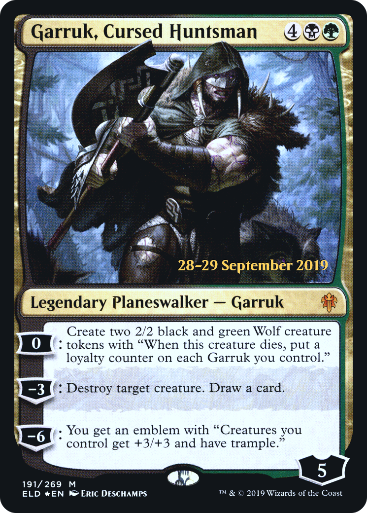 Garruk, Cursed Huntsman (PRE-191S) - Throne of Eldraine Promos Foil