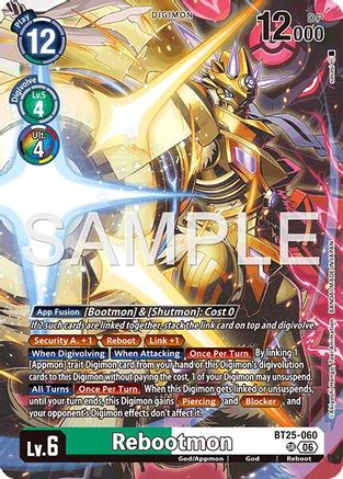 gold numbered digimon card Rebootmon (BT25-060)
