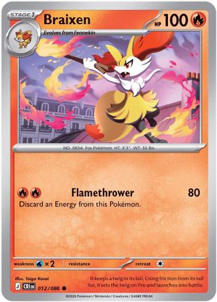 Braixen 012/086 - Reverse Holofoil ME04 Chaos Rising