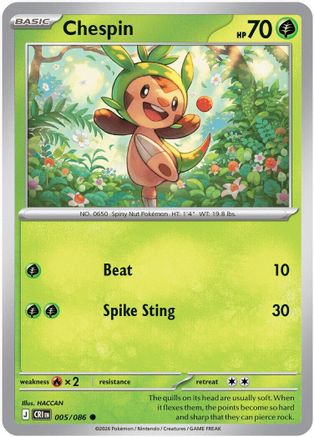 Chespin 005/086 - Reverse Holofoil ME04 Chaos Rising