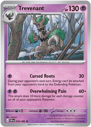 Trevenant 039/086 - Reverse Holofoil ME04 Chaos Rising