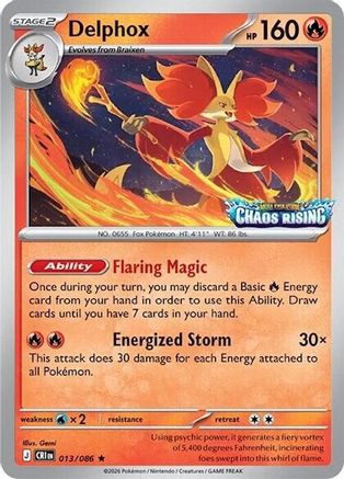 Delphox (Chaos Rising Stamped) 013/086 - Holofoil Miscellaneous Cards & Products