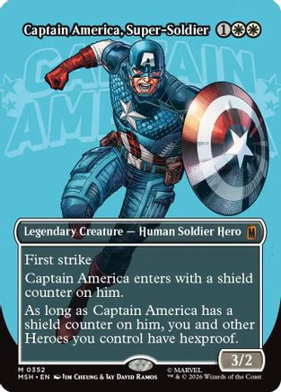 Captain America, Super-Soldier (Borderless) (0352) (MSH-352)  Foil - Marvel Super Heroes