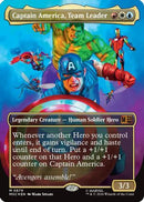 Captain America, Team Leader (Borderless) (Surge Foil) (MSC-879)  Foil - Commander: Marvel Super Heroes