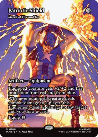 Patriotic Shield - Sword of Fire and Ice (Borderless) (MAR-100)  - Marvel Universe Eternal-Legal