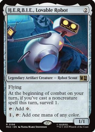H.E.R.B.I.E., Lovable Robot (Surge Foil) (MSC-106)  Foil - Commander: Marvel Super Heroes