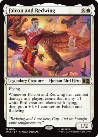 Falcon and Redwing (Surge Foil) (MSC-014)  Foil - Commander: Marvel Super Heroes