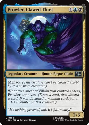 Prowler, Clawed Thief (Surge Foil) (MSC-186)  Foil - Commander: Marvel Super Heroes