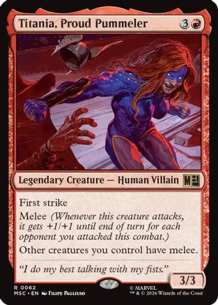 Titania, Proud Pummeler (Surge Foil) (MSC-062)  Foil - Commander: Marvel Super Heroes