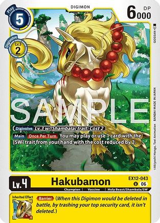 Hakubamon (EX12-043) - Digital World Shambala
