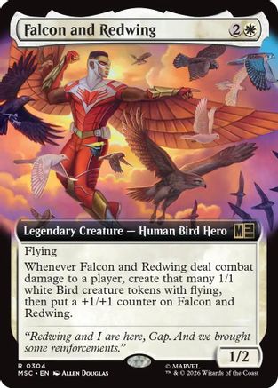 Falcon and Redwing (Extended Art) (MSC-304)  Foil - Commander: Marvel Super Heroes