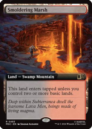Smoldering Marsh (Extended Art) (MSC-493)  - Commander: Marvel Super Heroes