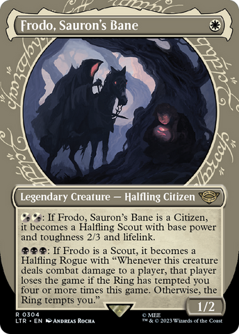 Frodo, Sauron's Bane (Showcase) (LTR-304)  Foil - The Lord of the Rings: Tales of Middle-earth: (Showcase) (Borderless)