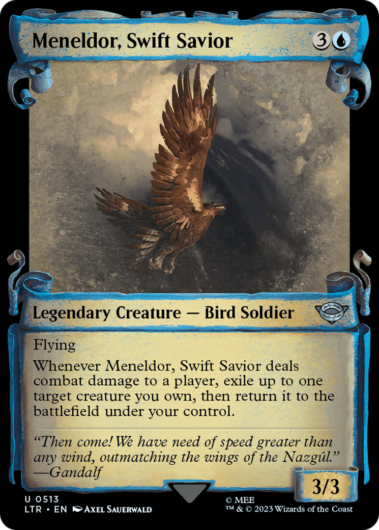 Meneldor, Swift Savior (Showcase Scrolls) (LTR-513) - The Lord of the Rings: Tales of Middle-earth: (Showcase) Foil