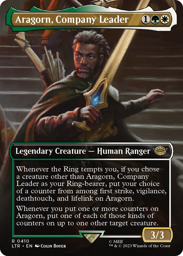 Aragorn, Company Leader (Borderless) (LTR-410)  Foil - The Lord of the Rings: Tales of Middle-earth