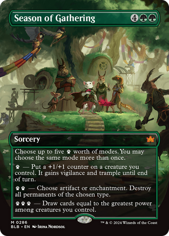 Season of Gathering (Borderless) (BLB-286)  - Bloomburrow: (Showcase)