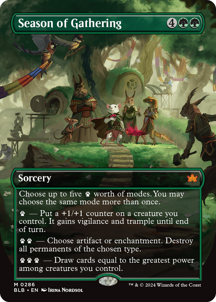 Season of Gathering (Borderless) (BLB-286)  Foil - Bloomburrow: (Showcase)