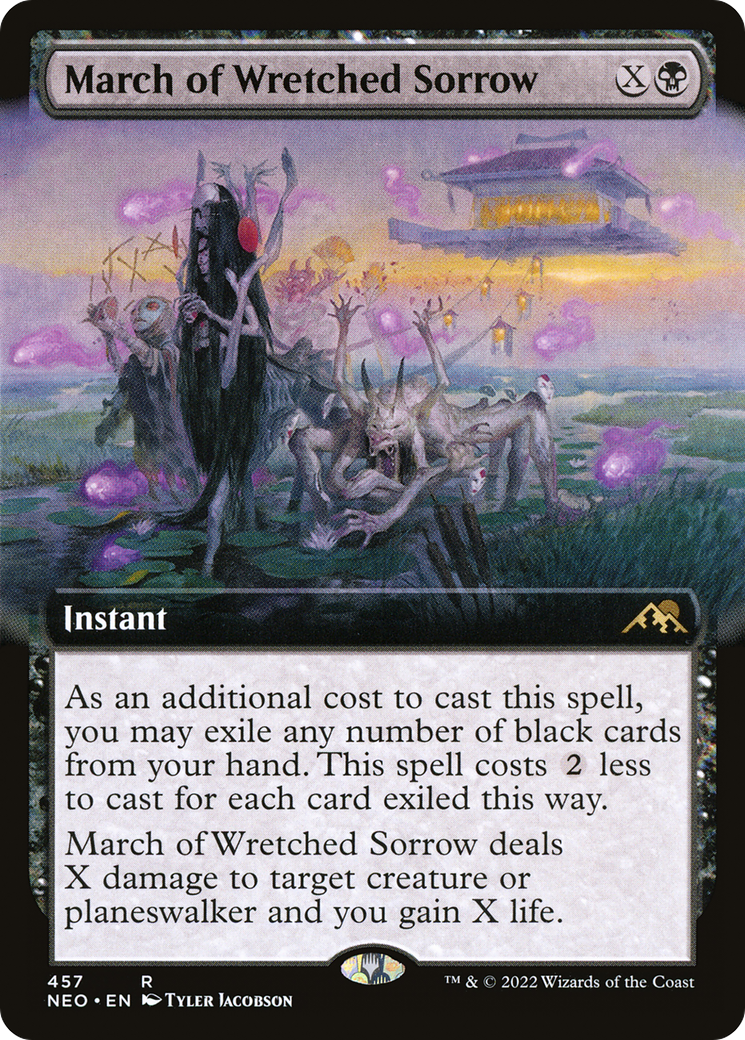 March of Wretched Sorrow (Extended Art) (NEO-457)  Foil - Kamigawa: Neon Dynasty: (Extended Art)