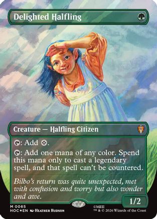 Delighted Halfling (Borderless) (Surge Foil) (HOB-065)  Foil - The Hobbit