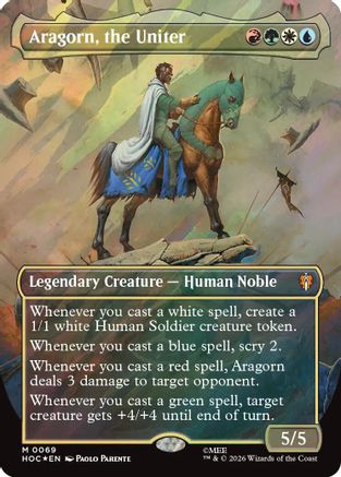 Aragorn, the Uniter (Borderless) (Surge Foil) (HOC-069)  Foil - The Hobbit: Eternal-Legal