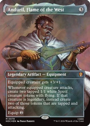 Anduril, Flame of the West (Borderless) (Surge Foil) (HOC-079)  Foil - The Hobbit: Eternal-Legal