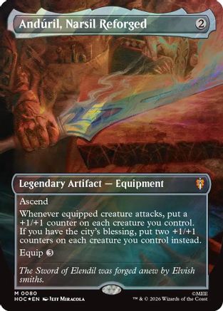 Anduril, Narsil Reforged (Borderless) (Surge Foil) (HOC-080)  Foil - The Hobbit: Eternal-Legal