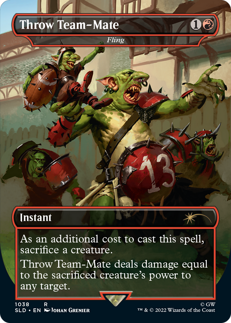 Throw Team-Mate - Fling (Borderless) (SLD-1038)  - Secret Lair Drop / Throw Team-Mate